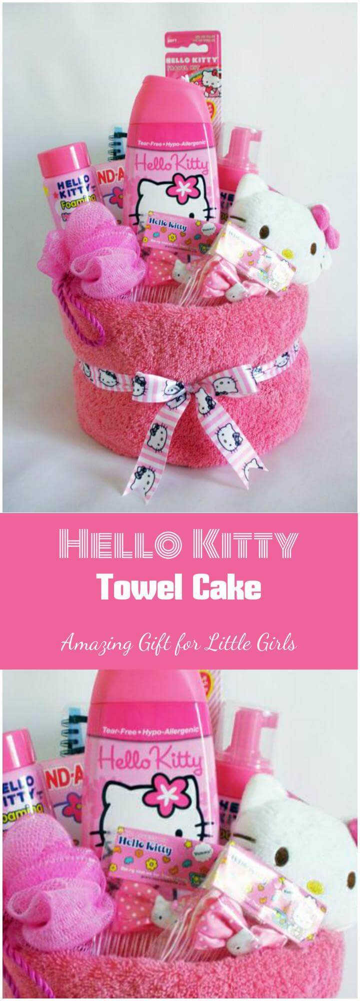 Superb Hello Kitty towel cake or gift basket